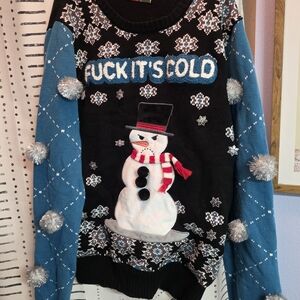 Spencer's Black and Blue Snowman Sweater